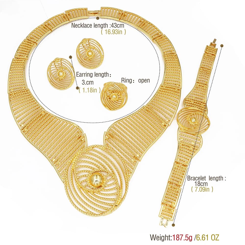 GZJPEI – grand ensemble de bijoux couleur or, grand collier ras du cou, exagération, éthiopien, italie, accessoires bijoux pour fête de mariage