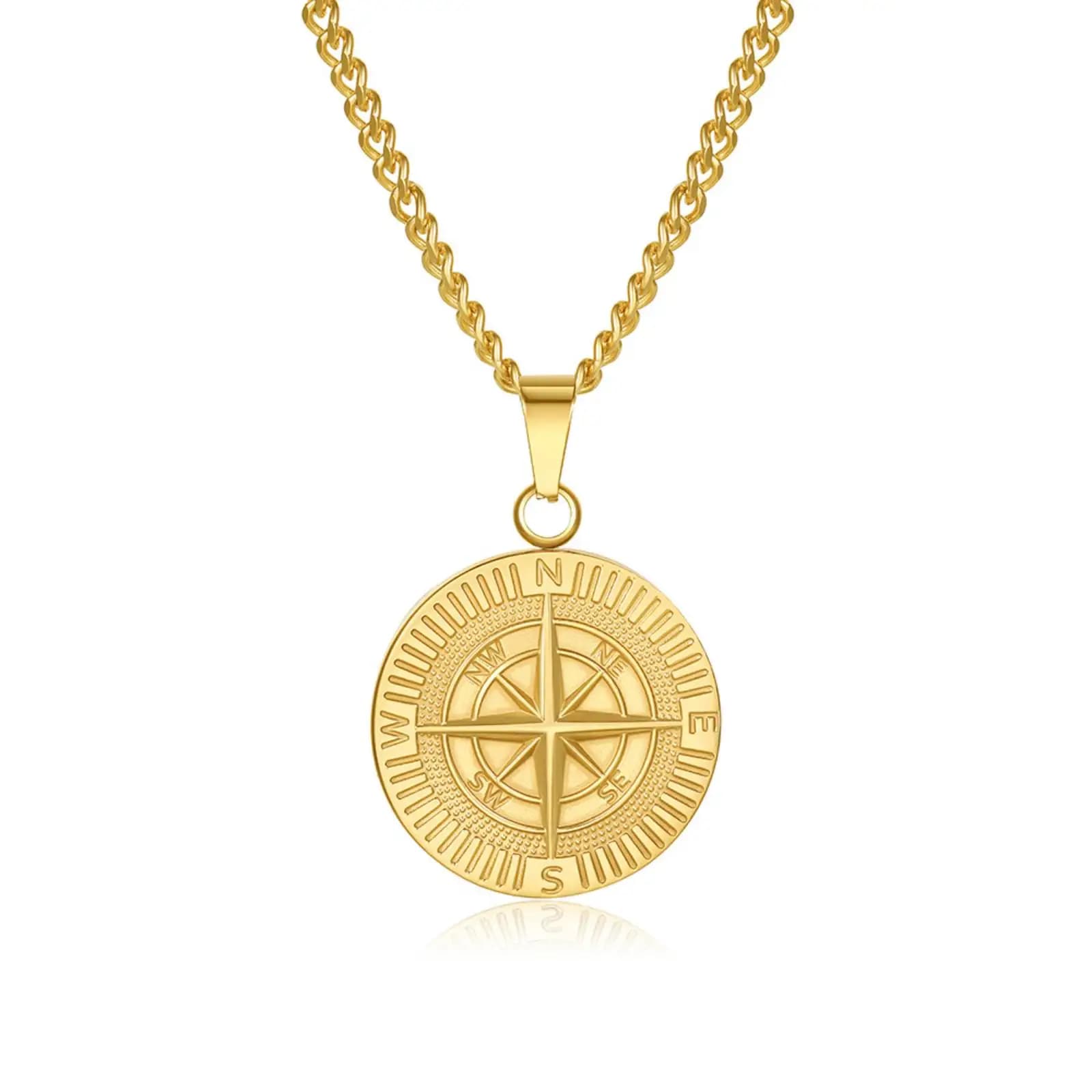 Collier pendentif boussole pour hommes, bijoux de voyage à voile en acier inoxydable, cadeau de navigateur