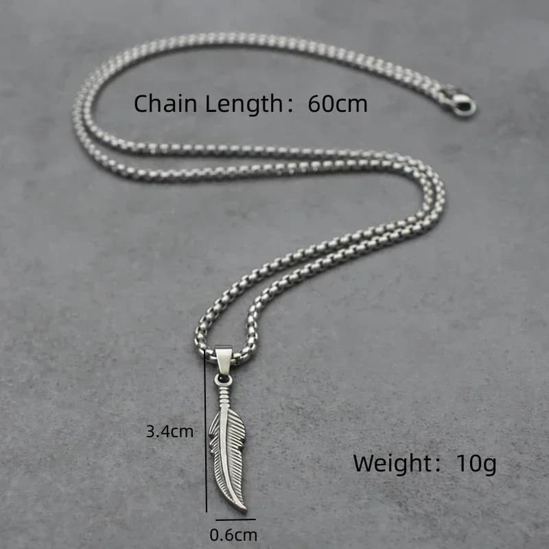 Collier pendentif plume classique en acier inoxydable couleur argent Boho feuille colliers chaîne bijoux cadeau collier boheme