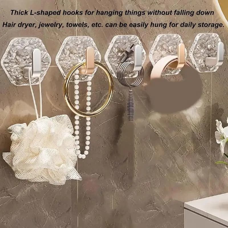 Crochet adhésif mural sans perçage, motif glacier, transparent, de luxe, pour salle de bain, ultra-résistant et sans trace, pour fixation sur porte.