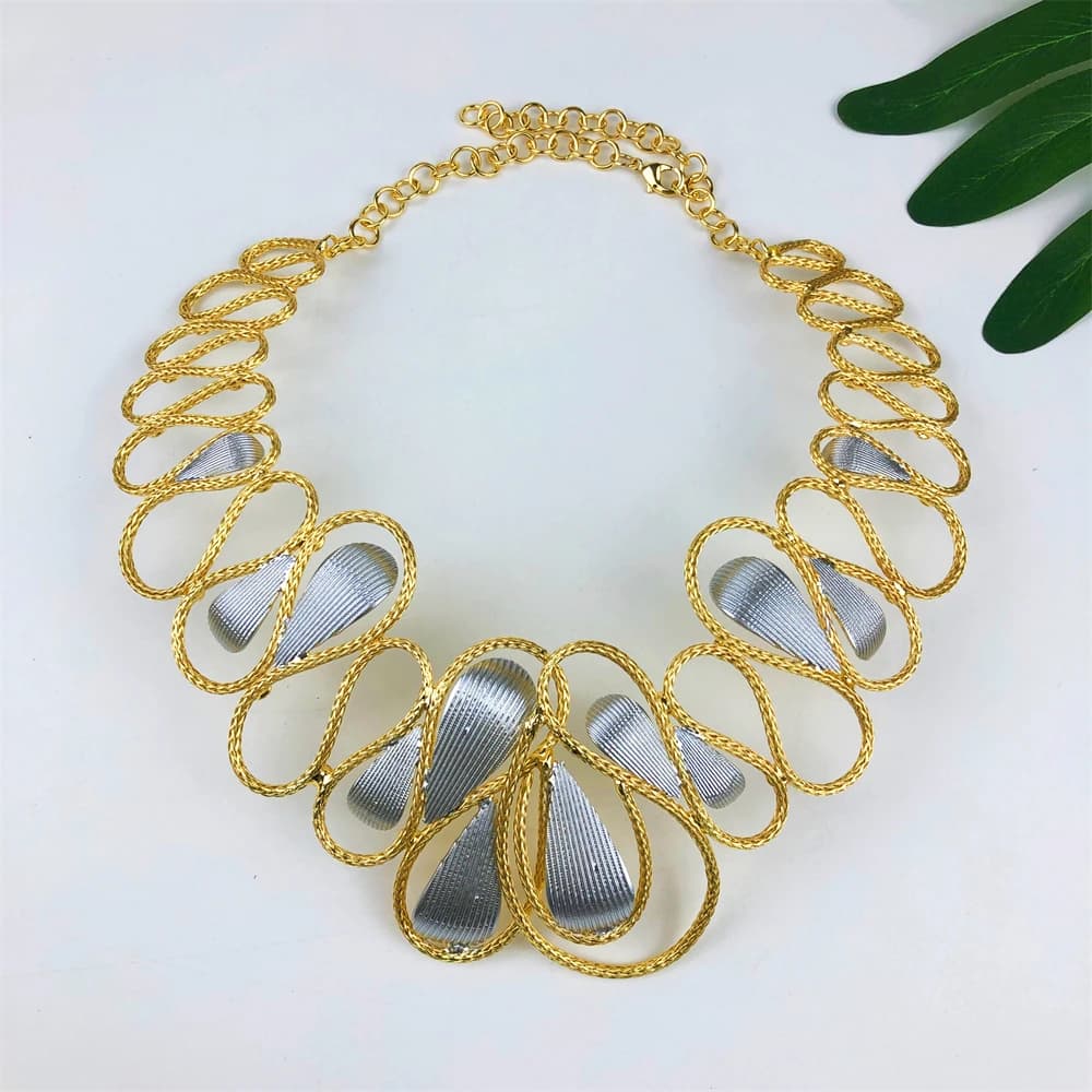 Ensemble de bijoux de mode classique Esale pour femmes, plaqué or 18 carats, ensemble complet de bijoux, collier, boucles d'oreilles, bracelet et bague