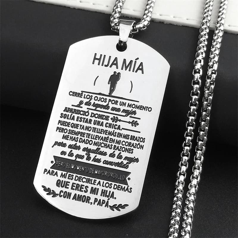 HIJA MIA – colliers et pendentifs en acier inoxydable pour femmes, bijoux pour mi hija, cadeaux de fête des pères, N919S01