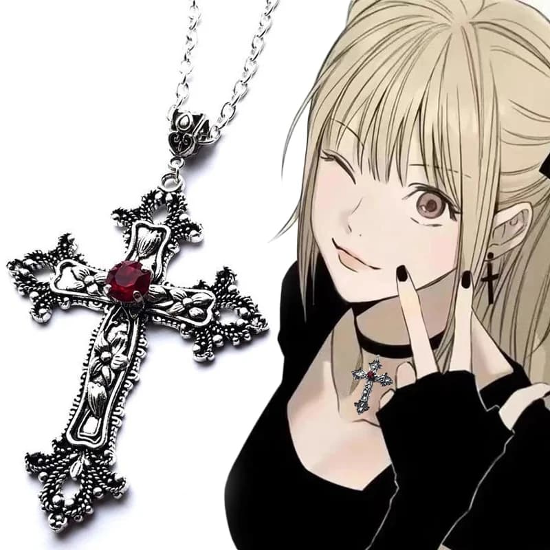 Y2K – colliers Punk avec pendentif croix en cristal rouge pour femmes et hommes, gothique, grande croix, chaîne de clavicule, bijoux esthétiques, cadeaux