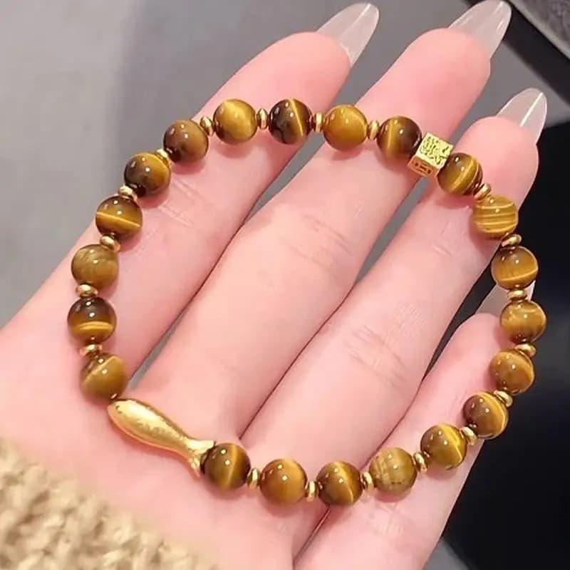Bracelet Vintage en pierre d'oeil de tigre dégradé pour femmes, bijoux fins de luxe légers, de haute qualité, pour fête de mariage