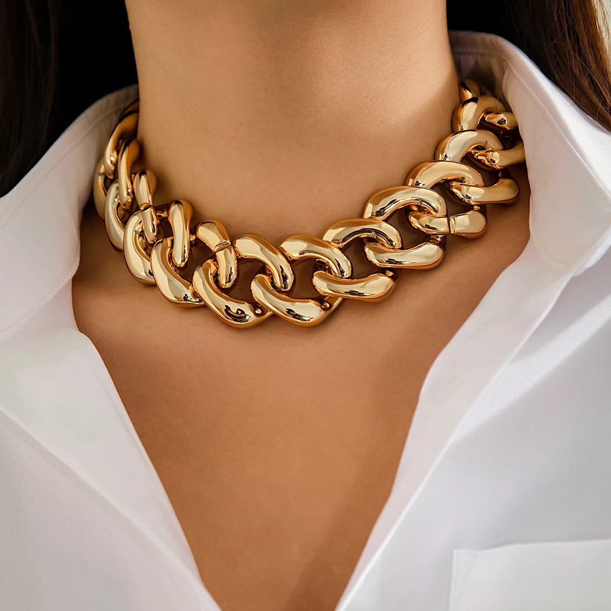 Grand collier ras du cou épais exagéré pour femme, déclaration de cheminée, grand collier, accessoires de cou, bijoux fantaisie, 2024