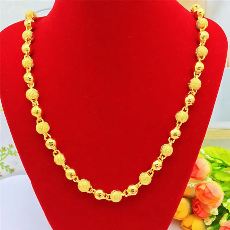 Collier en or 18 carats plaqué argent 925, pour hommes et femmes, adapté aux mariages, aux engagements, aux anniversaires, aux bijoux en perles