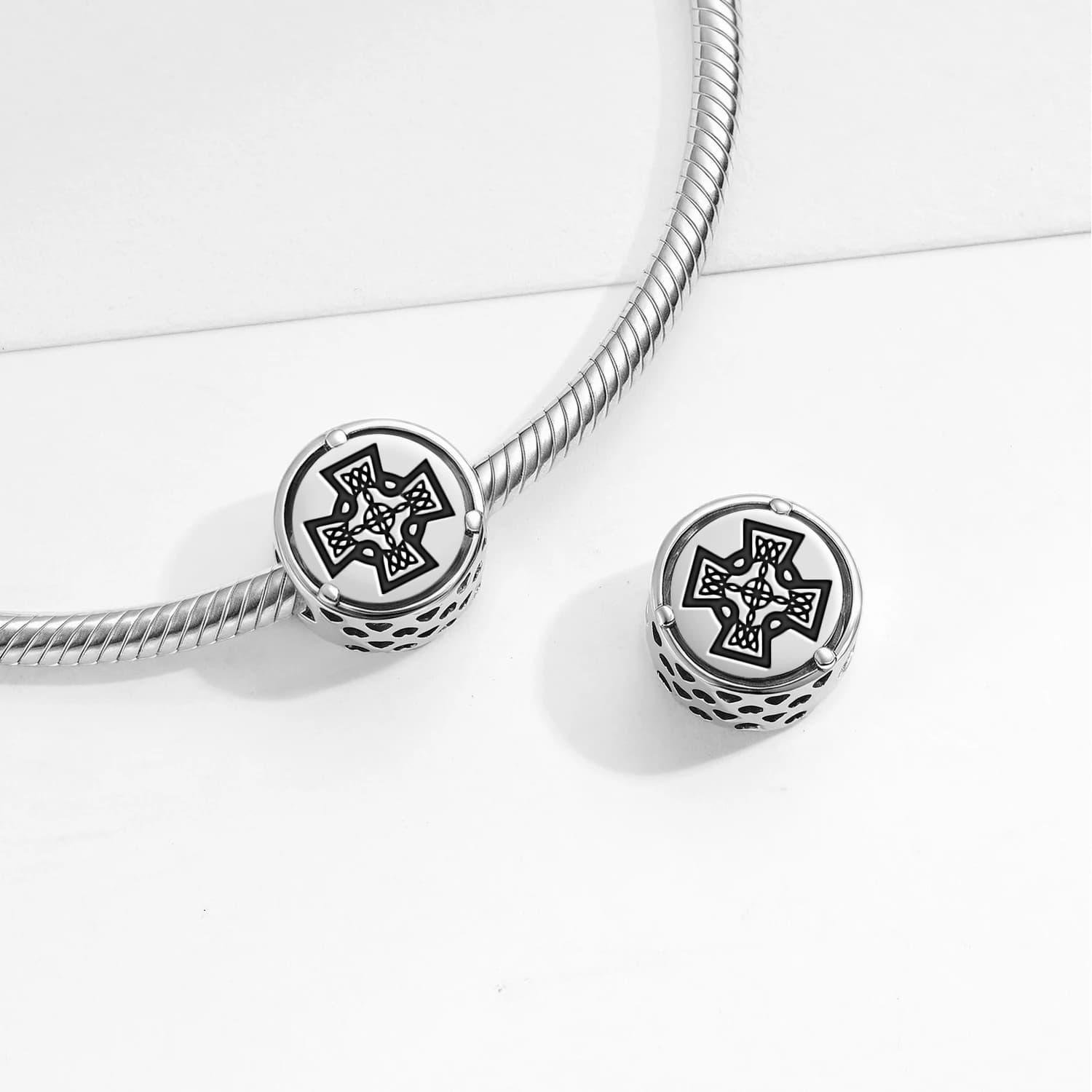 Breloque avec symbole en argent Sterling 925, croix celtique, adaptée au Bracelet Original, accessoires de bijouterie à faire soi-même, perle familiale