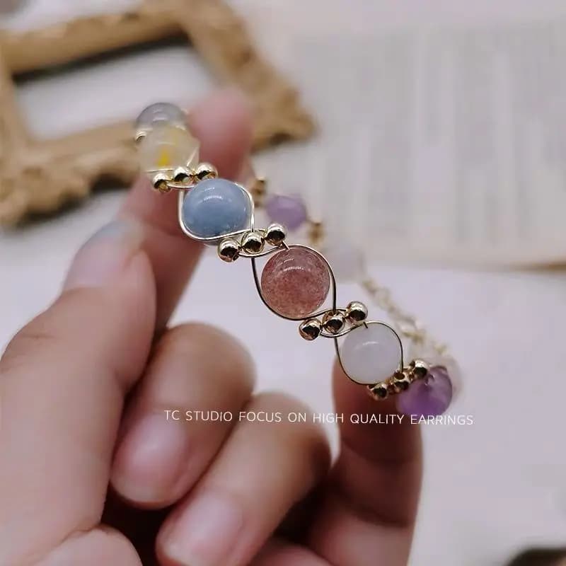 Dreams Come True Niche Perles tissées colorées Bracelet multi-cristal mixte Naturel Lucky Allegory Cadeau de prière pour bijoux pour femmes