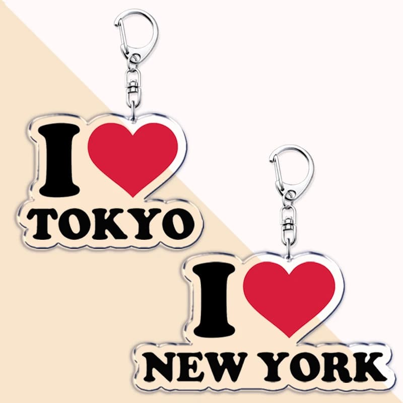 Hot I Love Keychains for Accessrespiration, Jewelry Gifts, Chains for Bag, Boom G, KONG, NEW YORK, BANGKOK, TOKYO SEOUL DUBAI