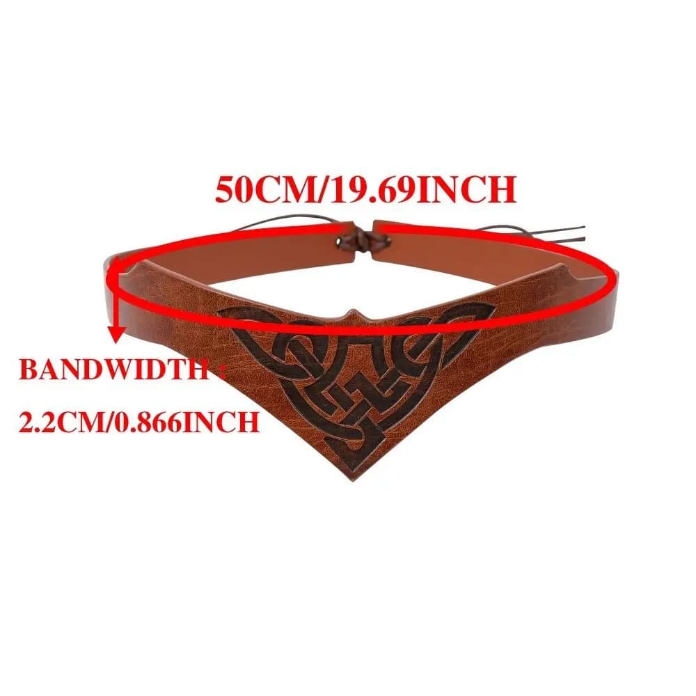 Bandeau de chevalier viking médiéval pour cosplay, réglable, motif gaufré, en cuir PU