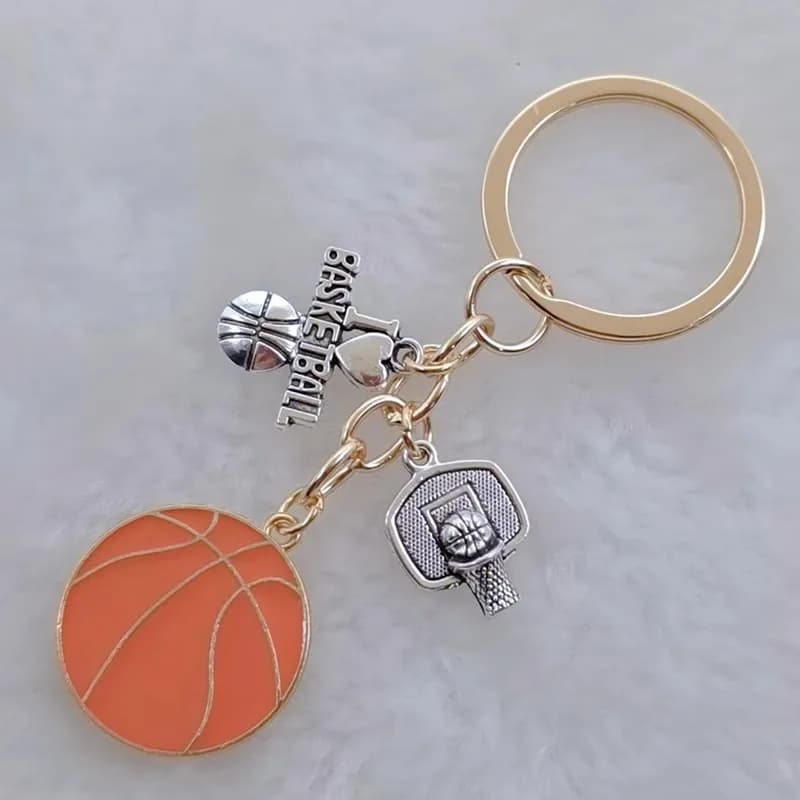 Porte-clés de sport en métal et émail, j'aime le basket-ball, cerceau pour athlètes, cadeaux pour hommes, bijoux faits à la main