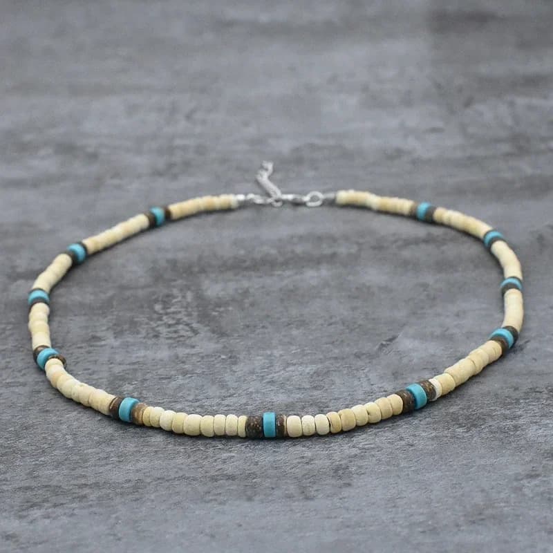 Collier de surfeur bohème pour homme, plage d'été, simple, géométrique, tribal, ethnique, coquille d'ampli perlée, bijoux
