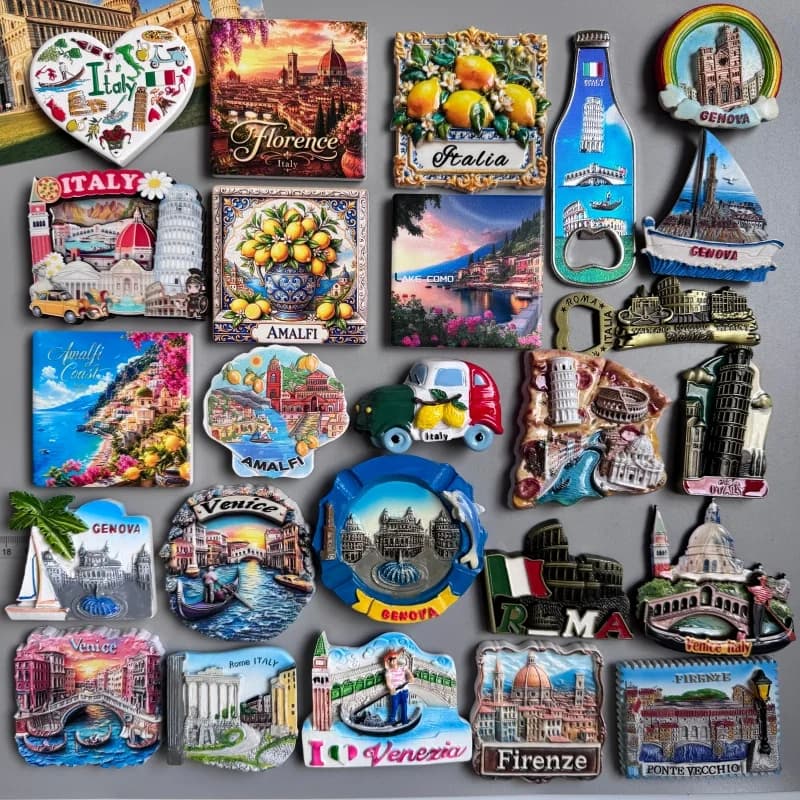 Aimants de réfrigérateur Italie Florence Pise Lac de Comme Gênes Italie Mango Venise Florence Rome Cinque Terre Souvenir touristique Décoration intérieure