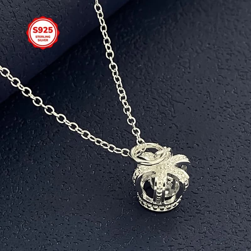 Collier couronne en argent sterling 925 pour femmes, hommes, à faire soi-même, idéal pour la Saint-Valentin, à porter au quotidien pour une petite amie.
