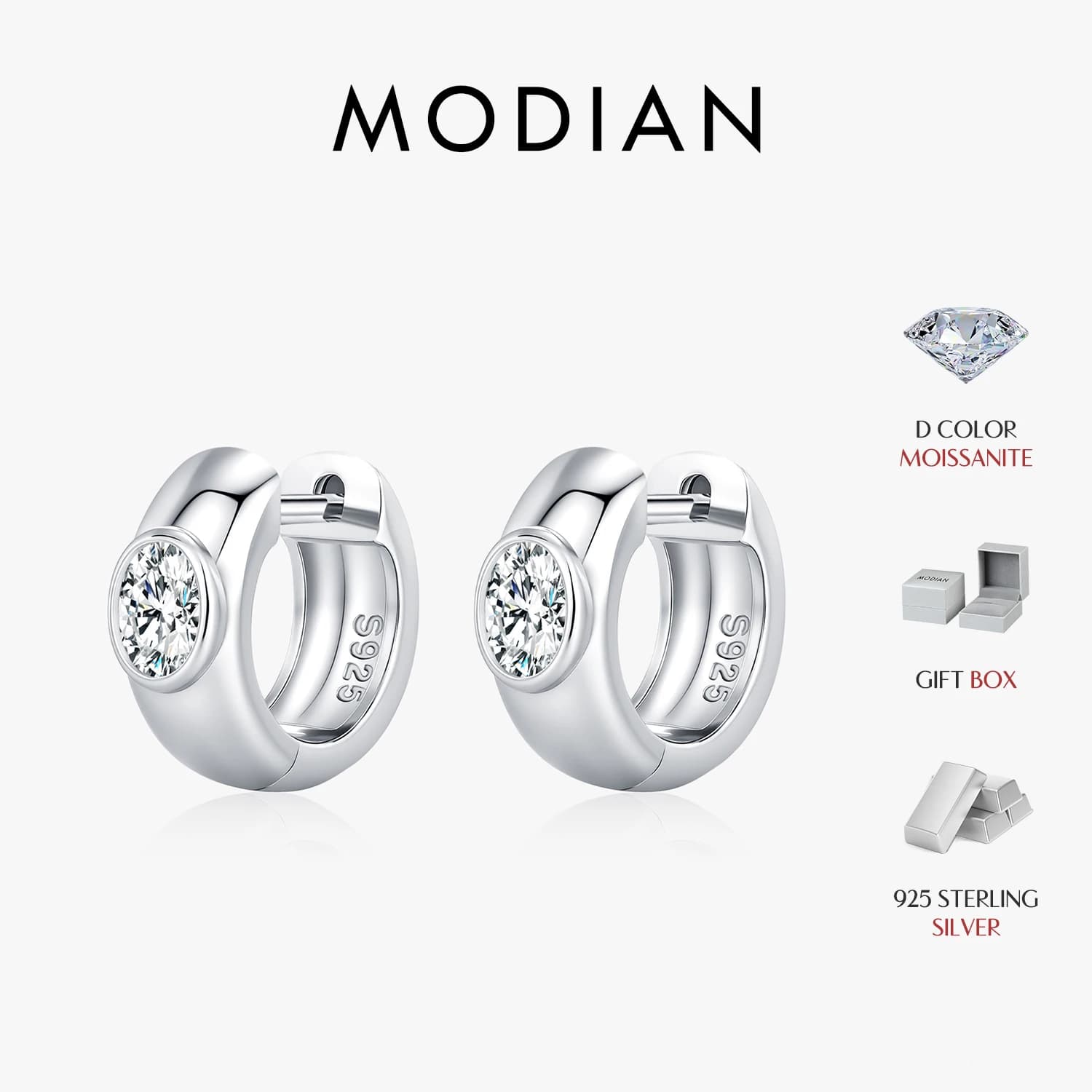 MODIAN – boucles d'oreilles ovales en diamant Moissanite de laboratoire, en argent Sterling 925, boucles d'oreilles scintillantes exquises pour femmes, bijoux fins