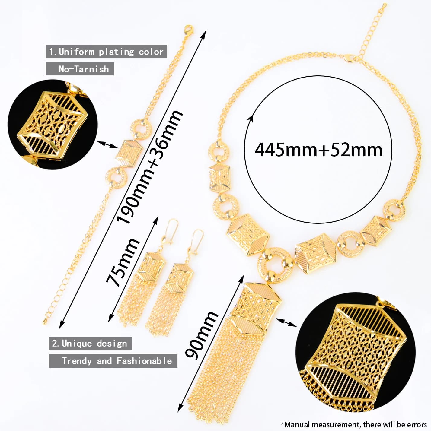 Algérie bijoux de mariage de mariée plaqué or 21 carats gland creux collier de luxe éthiopien Bracelet boucles d'oreilles Oman robe islamique partie