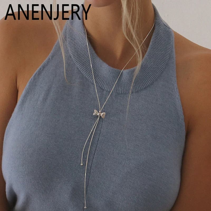 ANENJERY – collier Long à nœud papillon pour femmes