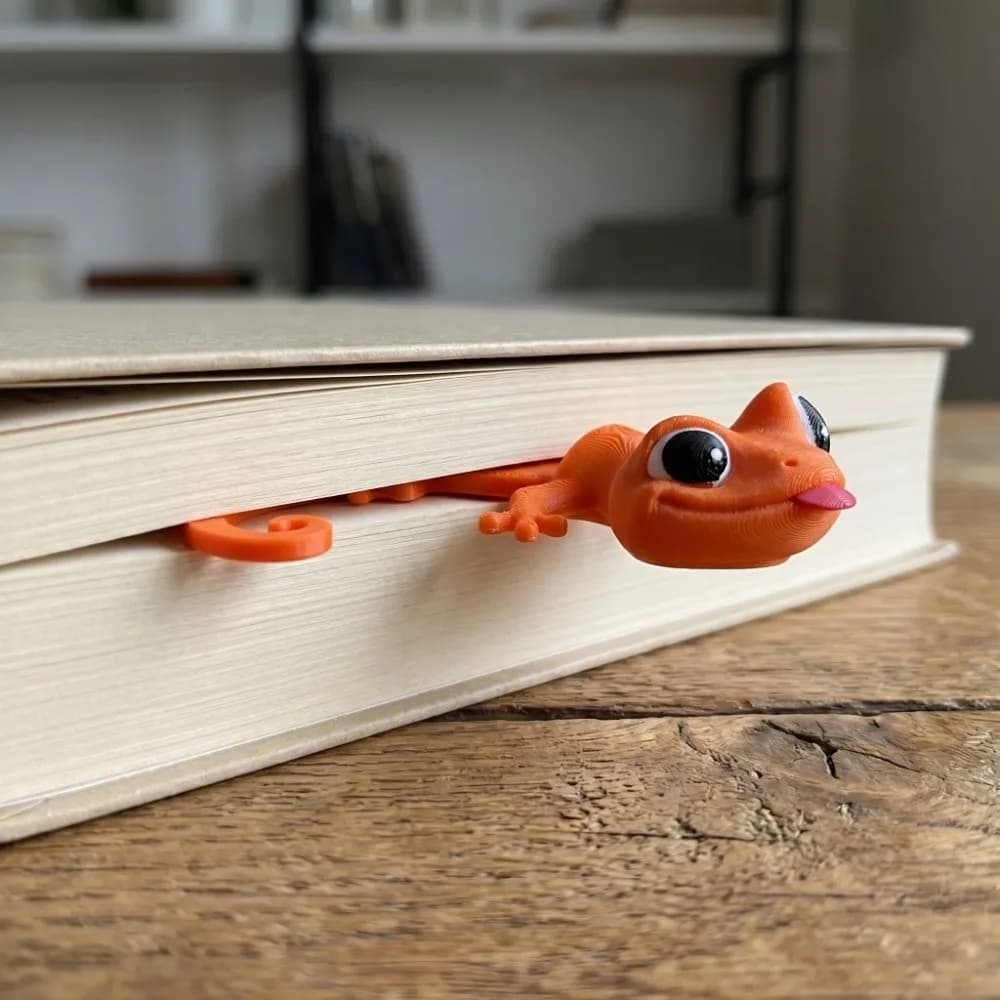 Marque-page Gecko Imprimé en 3D, Mignon, Multifonctionnel, à Grands Yeux, Clip de Livre Original et Amusant, Fournitures pour Étudiants