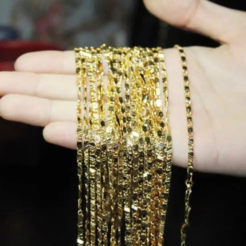 Collier rempli de couleur or 18 carats pour femmes et hommes, chaîne de bijoux exquise, taille 16-30 pouces, vente en gros