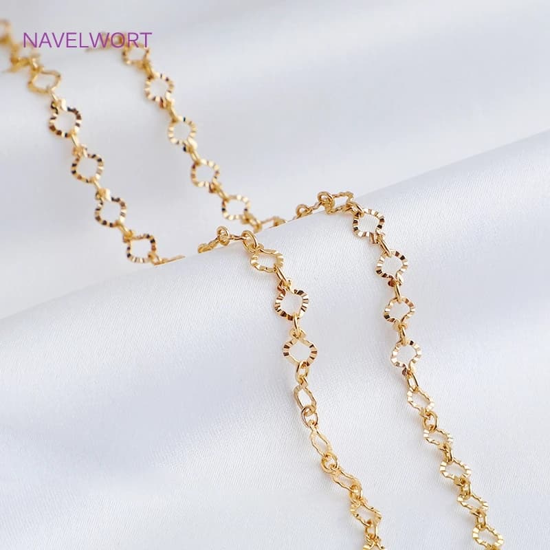 Fournitures pour la fabrication de bijoux, plaqué or 14 carats, chaîne en forme de O en relief, chaînes à maillons à motif losange, vente en gros en vrac