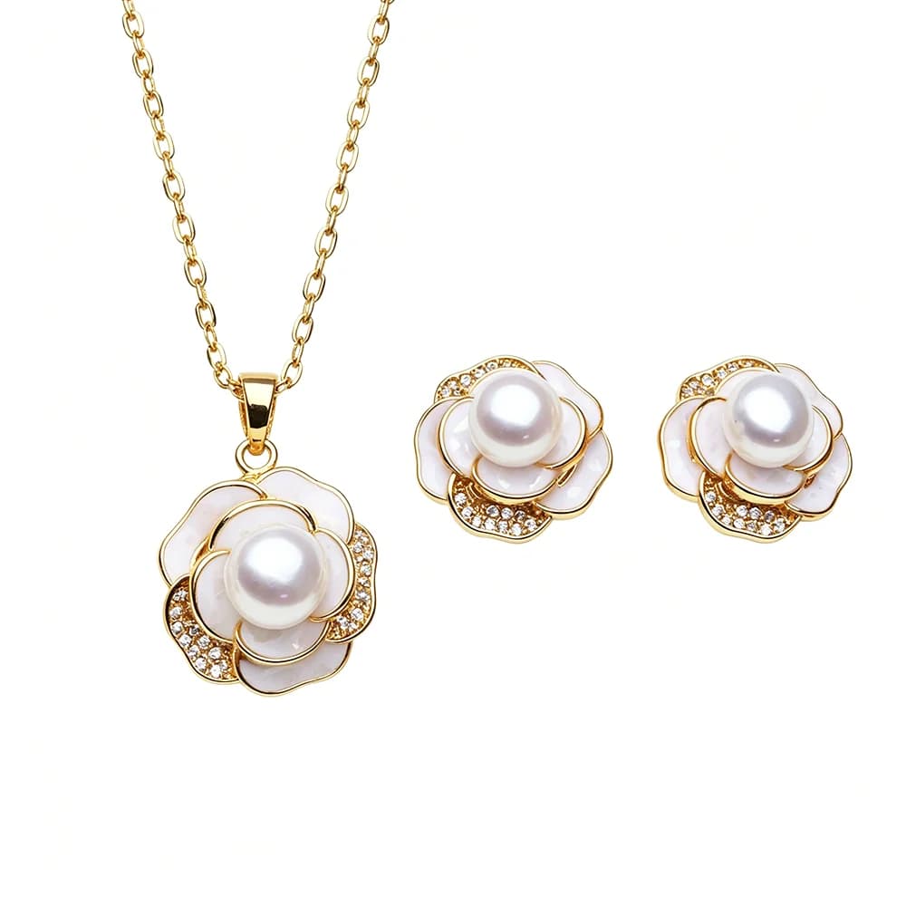 Ensemble collier et boucles d'oreilles en perles d'eau douce naturelles cultivées pour mariage, véritable ensemble de boucles d'oreilles en argent 925 avec perles, cadeau pour femme, mère, anniversair