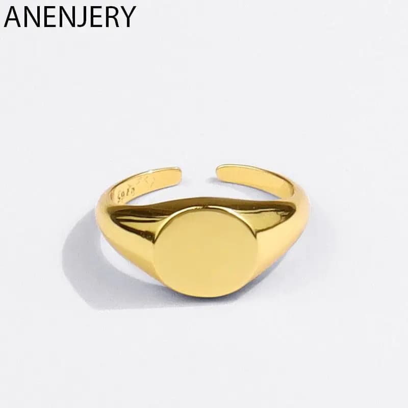 ANENJERY – bague chevalière couleur argent pour femmes et hommes