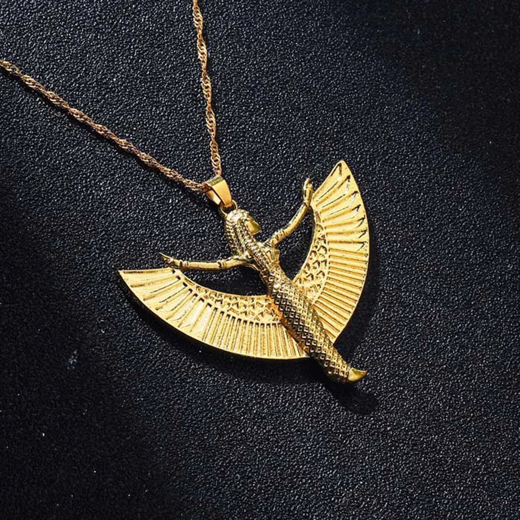 Isis déesse étain antique égyptien occulte divinité mode couleur or pendentif collier pour femmes cadeau pour petite amie bijoux