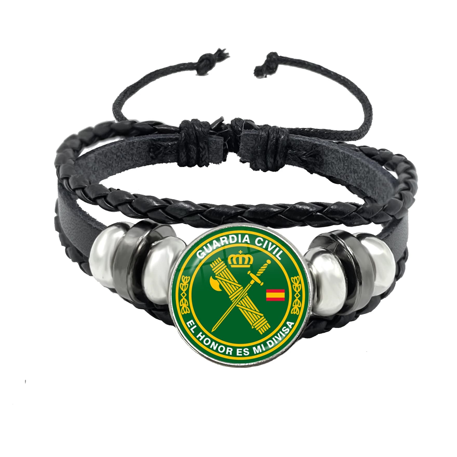 Espana Guardia Civil El Honor Es Mi Divisa Bracelets en cuir de verre multicouche Police espagnole Bracelets tressés Bracelets bijoux