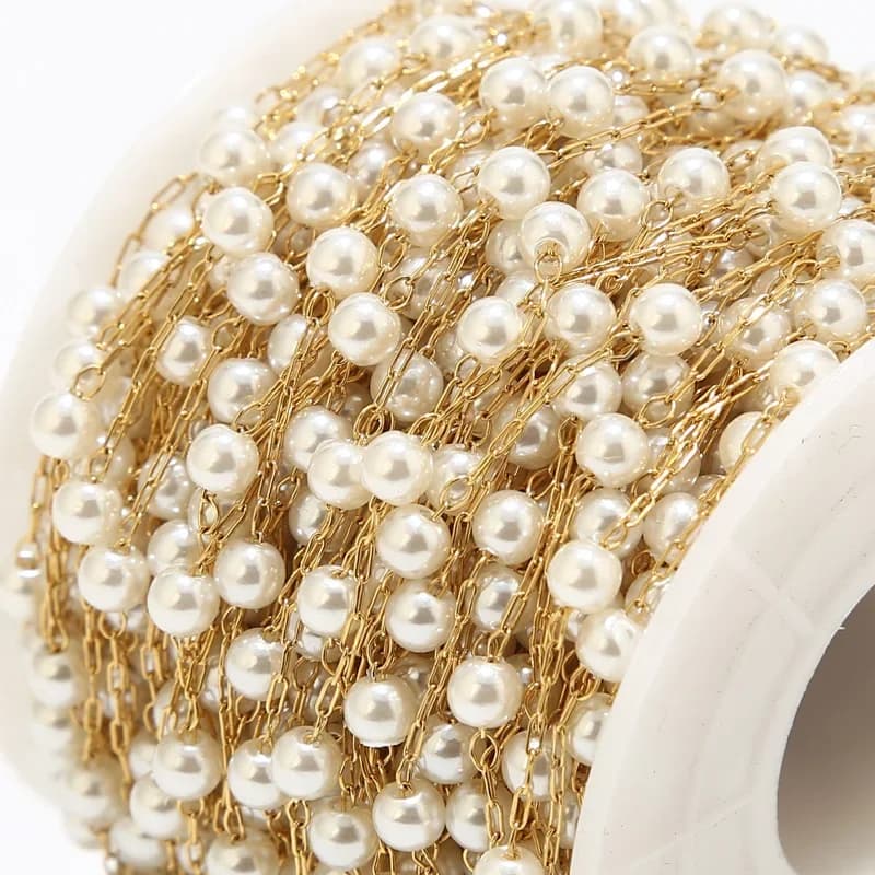 Chaînes dorées boule de perles