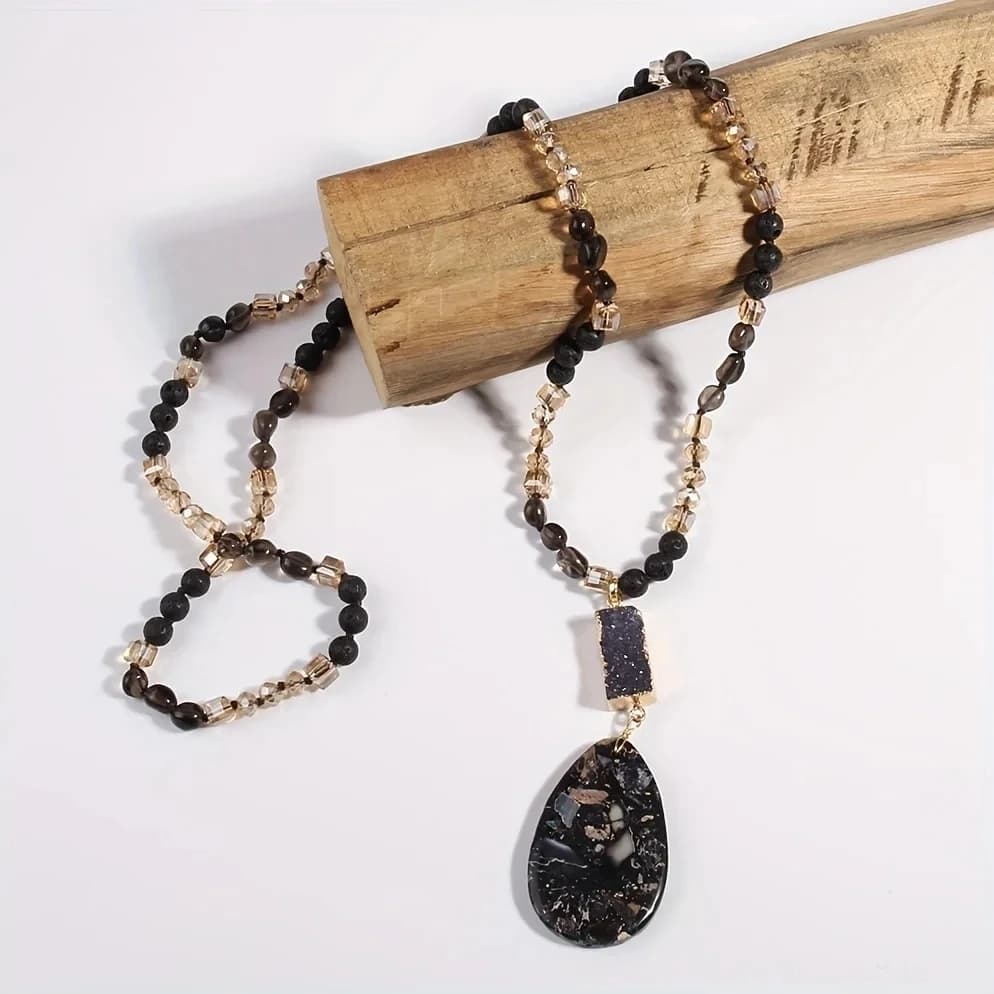 RH – Bijoux bohémiens pour femmes, accessoires en pierres naturelles, de forme aléatoire, colliers avec pendentifs semi-précieux, cadeau