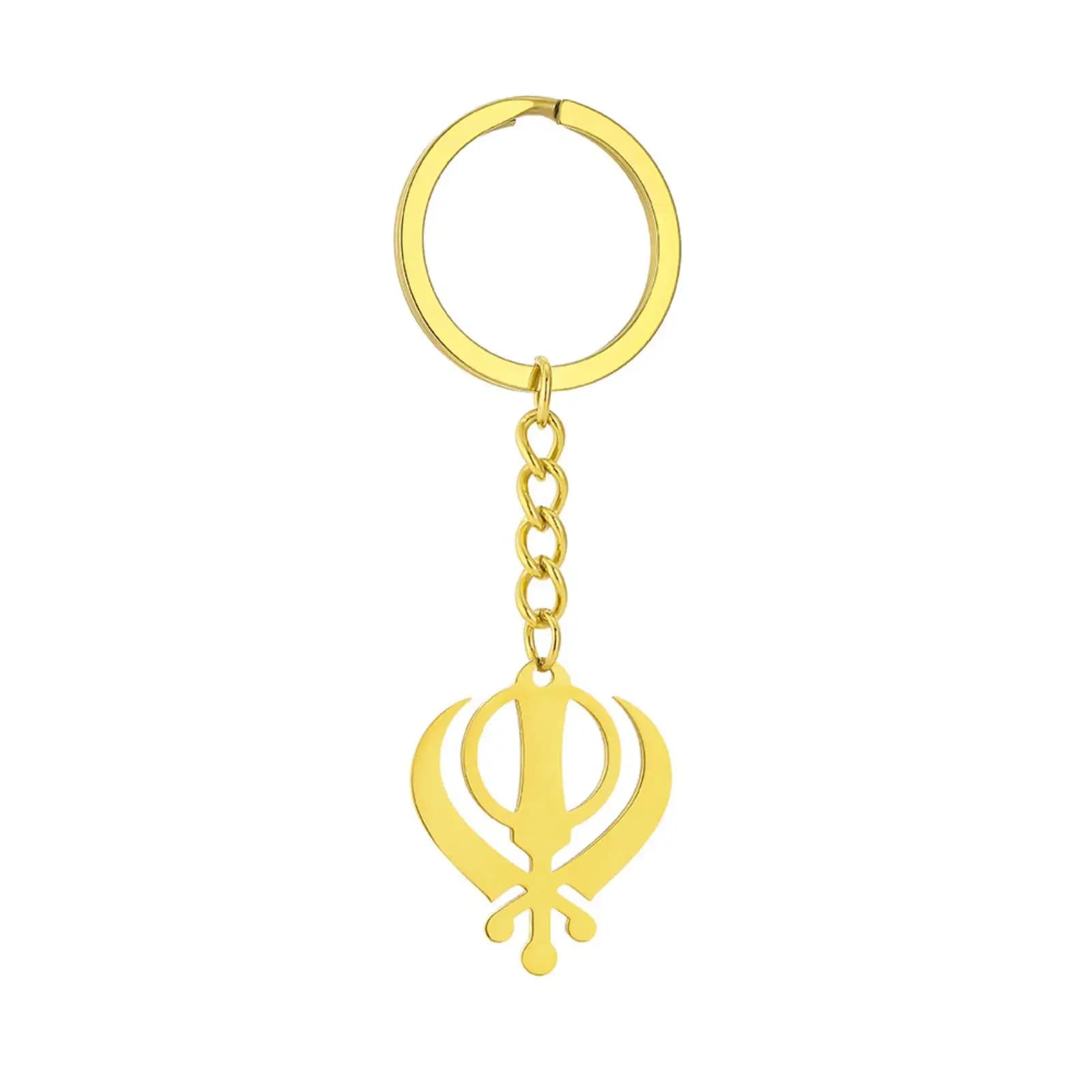 Sikhism Khanda symbole porte-clés pour femmes hommes Punjabi cadeau bijoux en acier inoxydable
