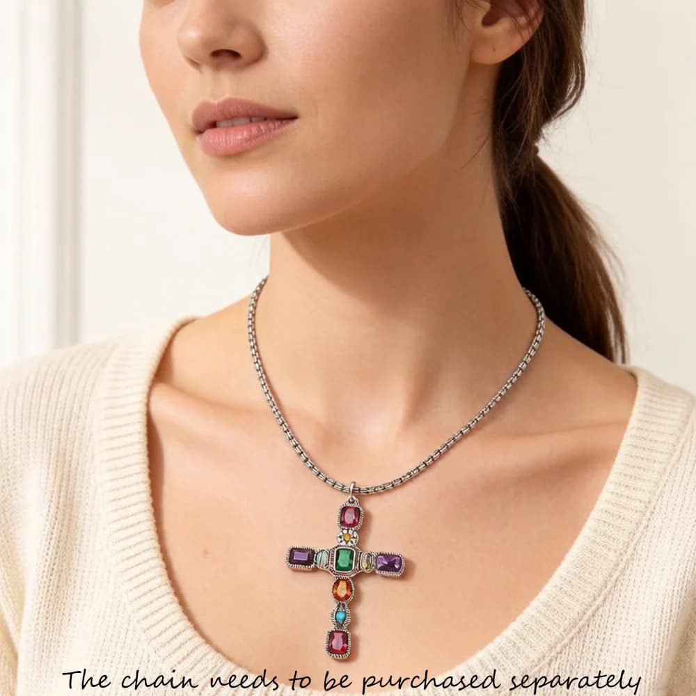 Pendentif croix colorée 2022, flambant neuf, bijoux fins, Talisman européen, en argent Sterling 925, cadeau Vintage pour femmes