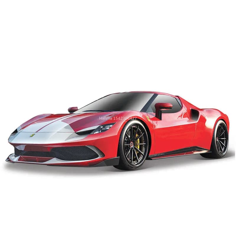 Bburago 1:18 Ferrari 296 GTB en alliage argenté, véhicule de luxe, modèle de voiture miniature, collection de jouets, décoration, cadeaux pour enfants et adultes