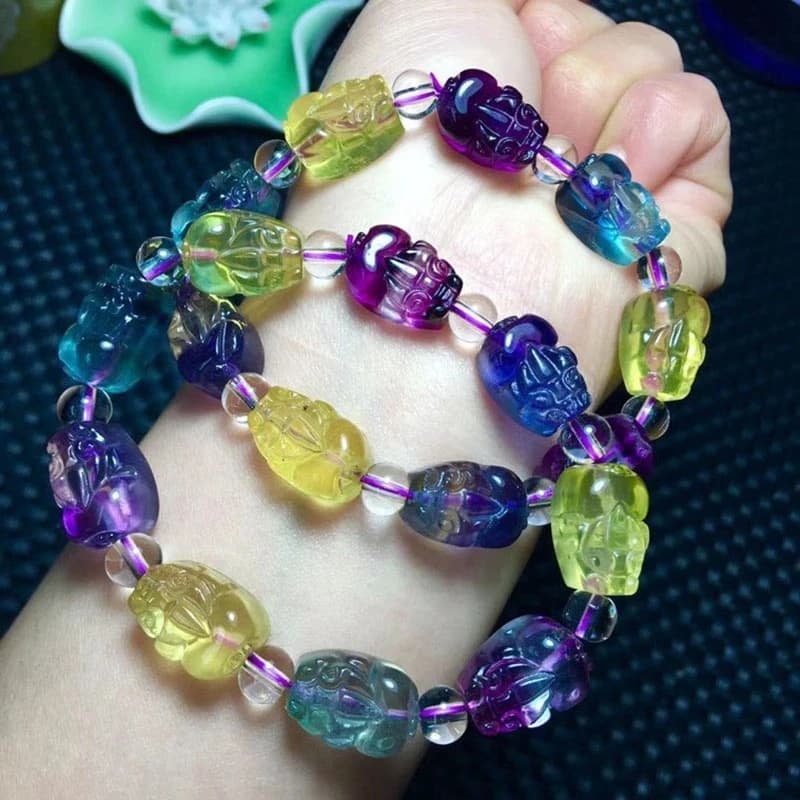 Bracelet de perles en Quartz Fluorite pour hommes et femmes, bijoux en Quartz clair, coloré, violet, 14x10mm, AAAAA