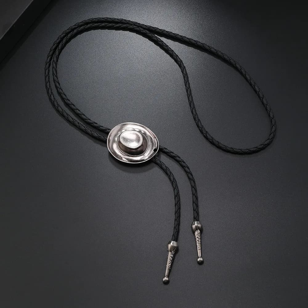 Collier en cuir style chapeau de jazz