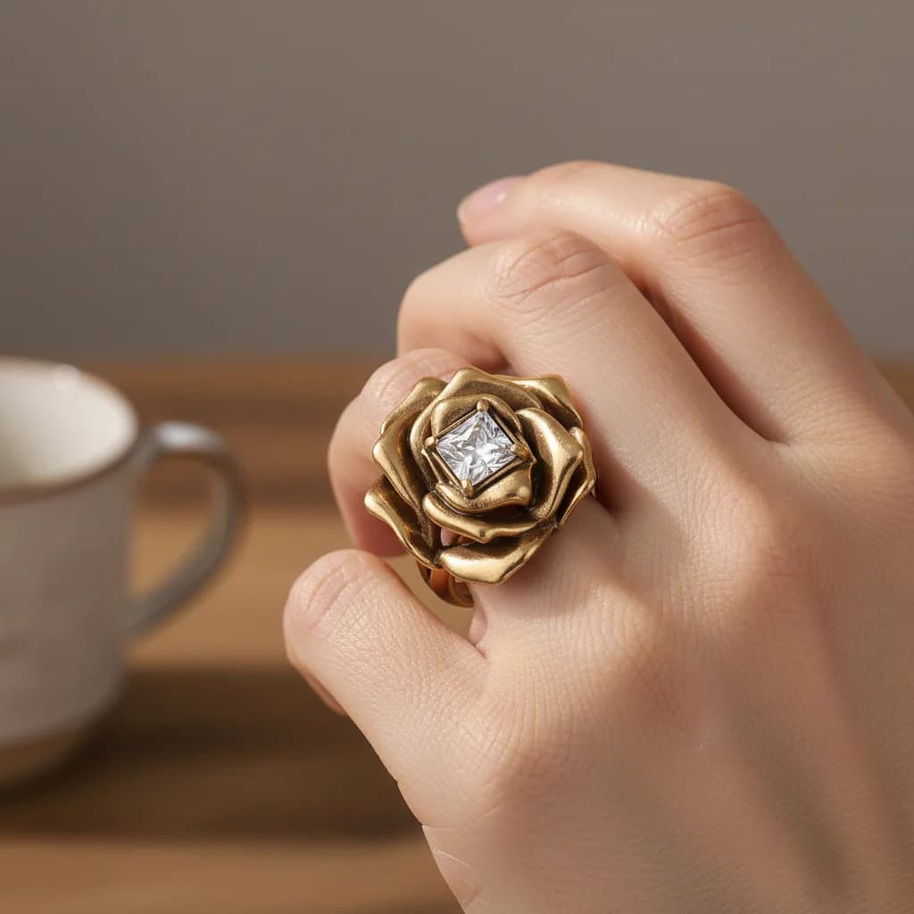 Bague ouverte en métal pour femmes, bijoux Vintage, tempérament élégant, fleur, cadeaux féminins, Design délicat, accessoires pour doigts