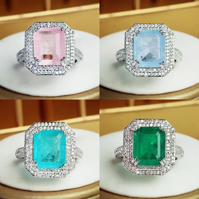Paraiba – bague en Zircon rose, bleu et vert pour femmes, bijoux de fête de haute qualité, bague de fiançailles, cadeau d'anniversaire