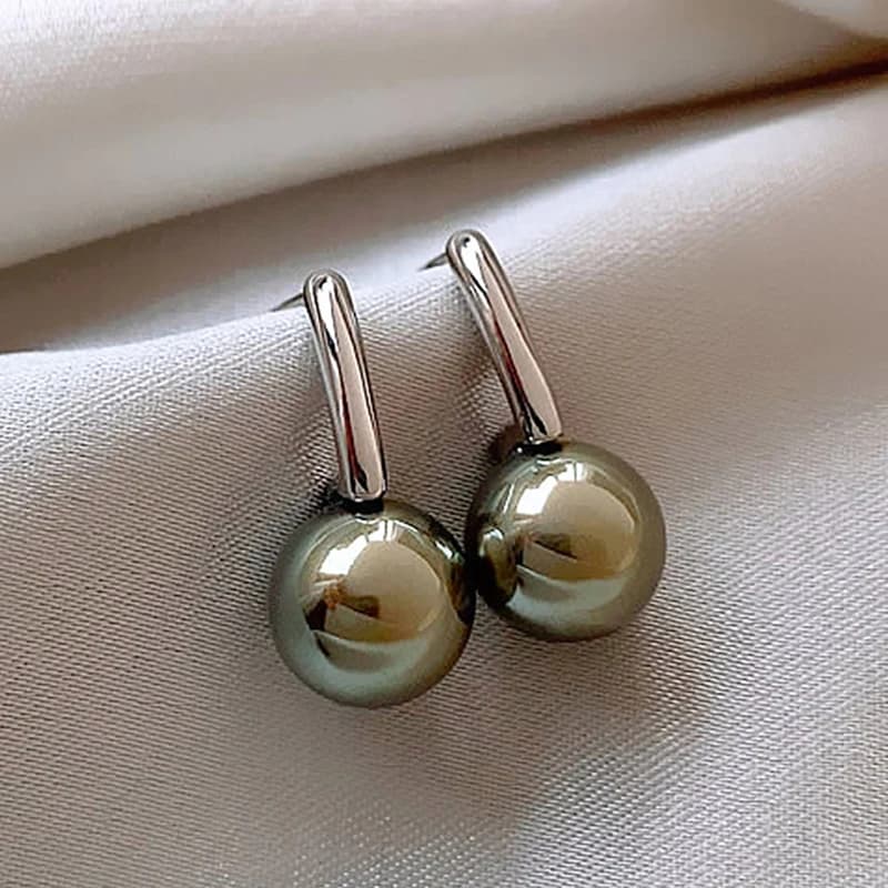 Boucles d'oreilles Vintage en perles grises pour femmes, mode française élégante, cristal, usage quotidien, bijoux simples, cadeaux de fête