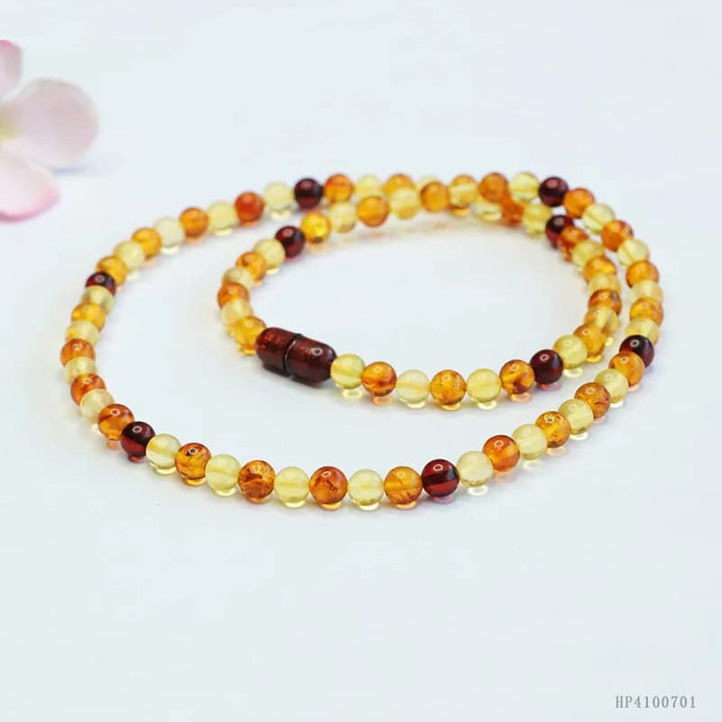 2025 nouvelle mode femme baltique ambre naturel collier fleur ambre miel Aldult collier doré ambre perles rondes bijoux