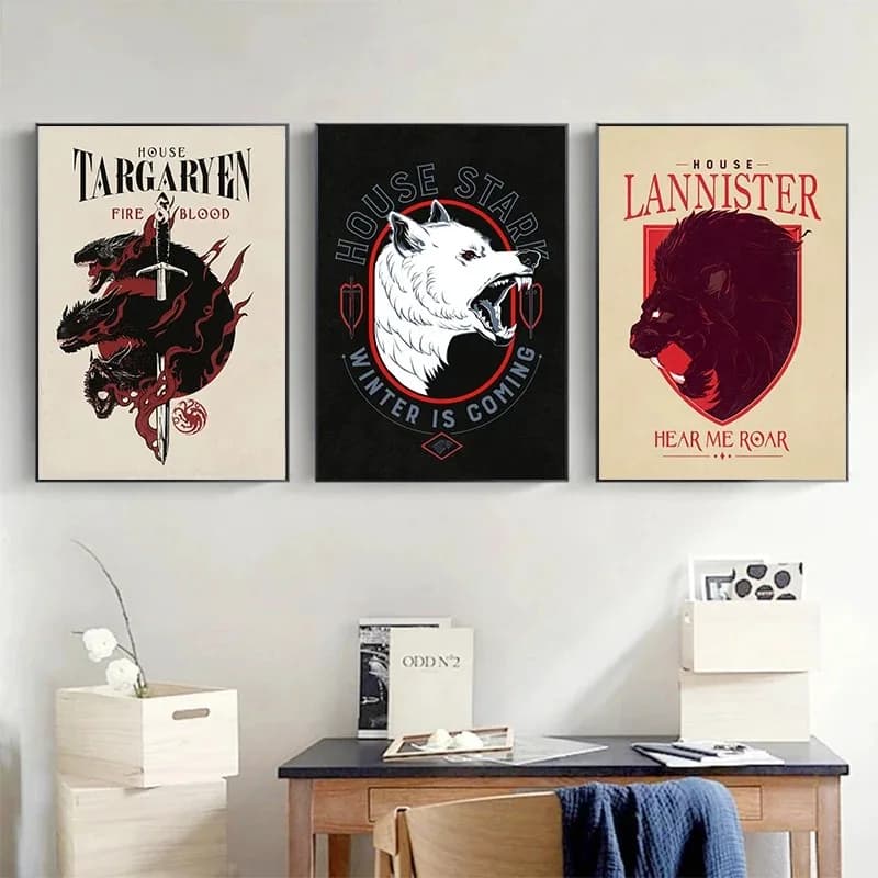 Affiches et imprimés de la série T-Thrones médiévaux modernes, impression sur toile, tableau d'art mural pour décoration de salon et de maison