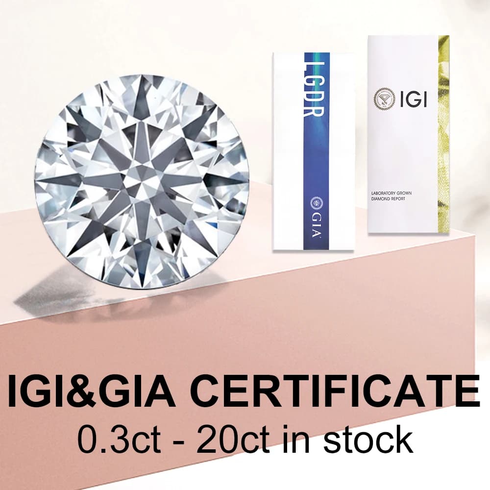 Bijoux Messi avec certificat IGI GIA Diamants de laboratoire cultivés 0.3ct 0.5ct 0.6ct 0.8ct 1ct 1.5ct 2ct 3ct Diamant créé CVD HPHT