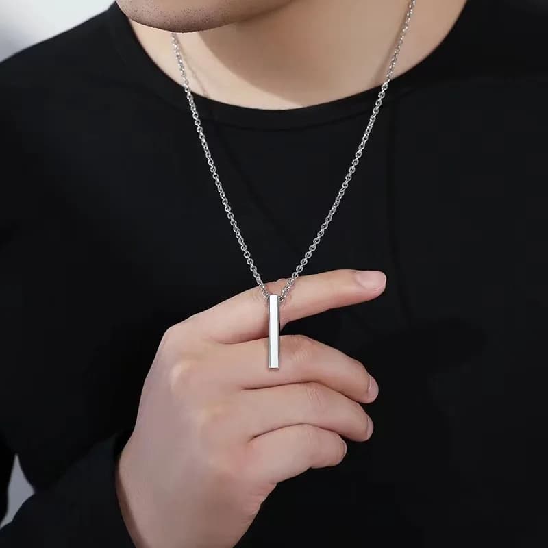 Collier pendentif rectangulaire pour hommes, chaîne cubaine en acier inoxydable, tendance, bijoux cadeau