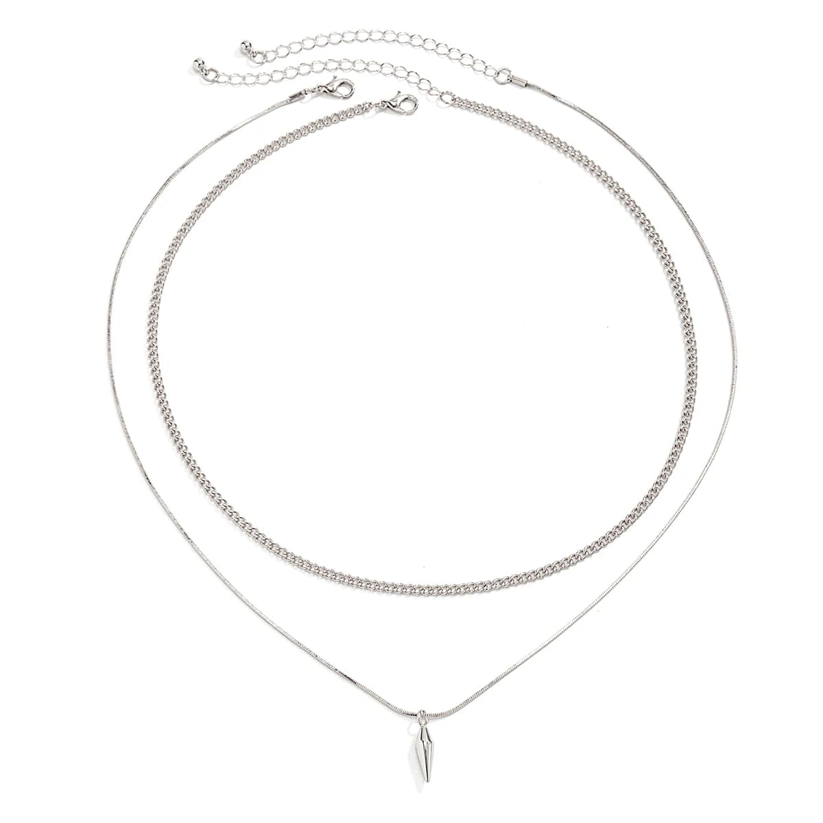 KunJoe 2 pièces/ensemble pendentif à rivets en métal en acier inoxydable collier chaîne serpent mince pour hommes Punk couleur argent chaîne à maillons cubains ras du cou