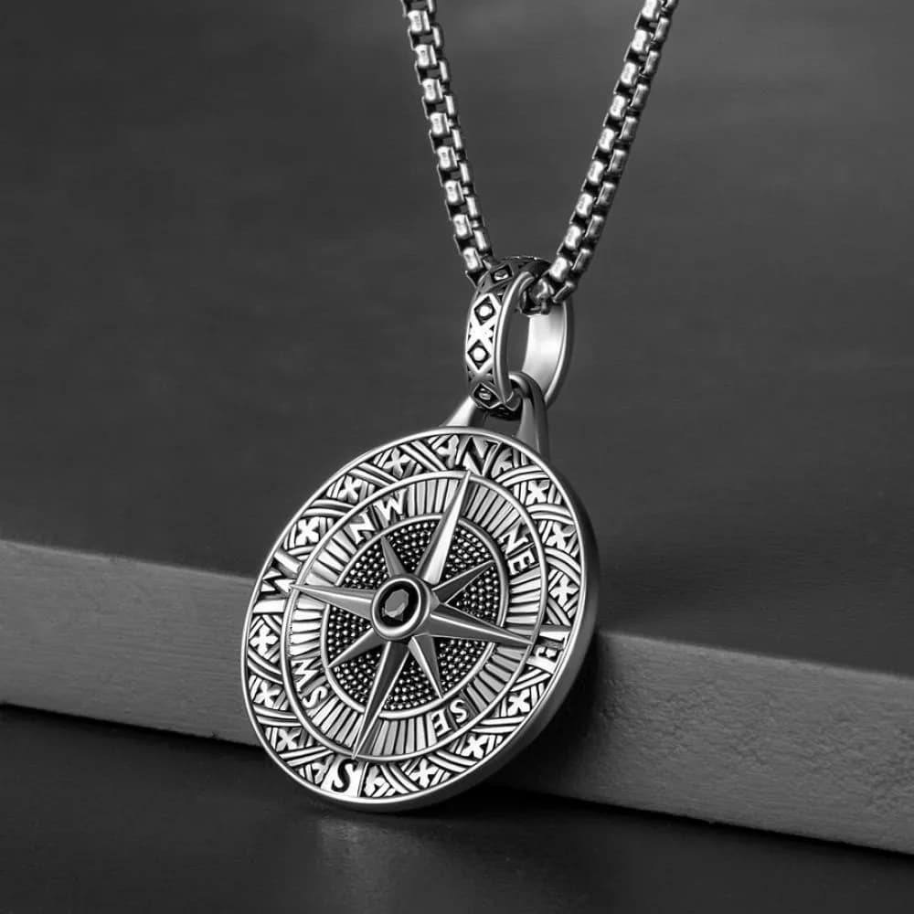 Boussole pendentif collier pour hommes Style hip-hop chaîne en acier inoxydable Vintage couleur argent chaîne de cou mode Homme bijoux cadeaux