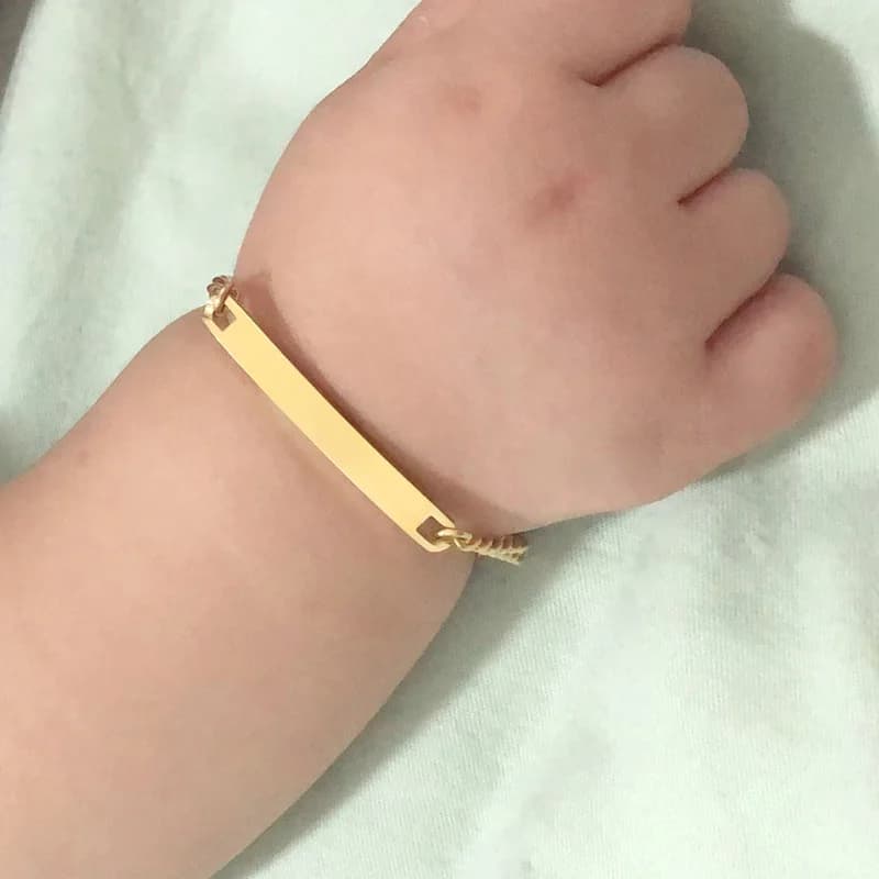 Bracelet personnalisé en acier inoxydable pour nouveau-né, bijoux personnalisés, nom personnalisé, ID, couronne, gourmette JOLink, cadeaux pour fille et garçon