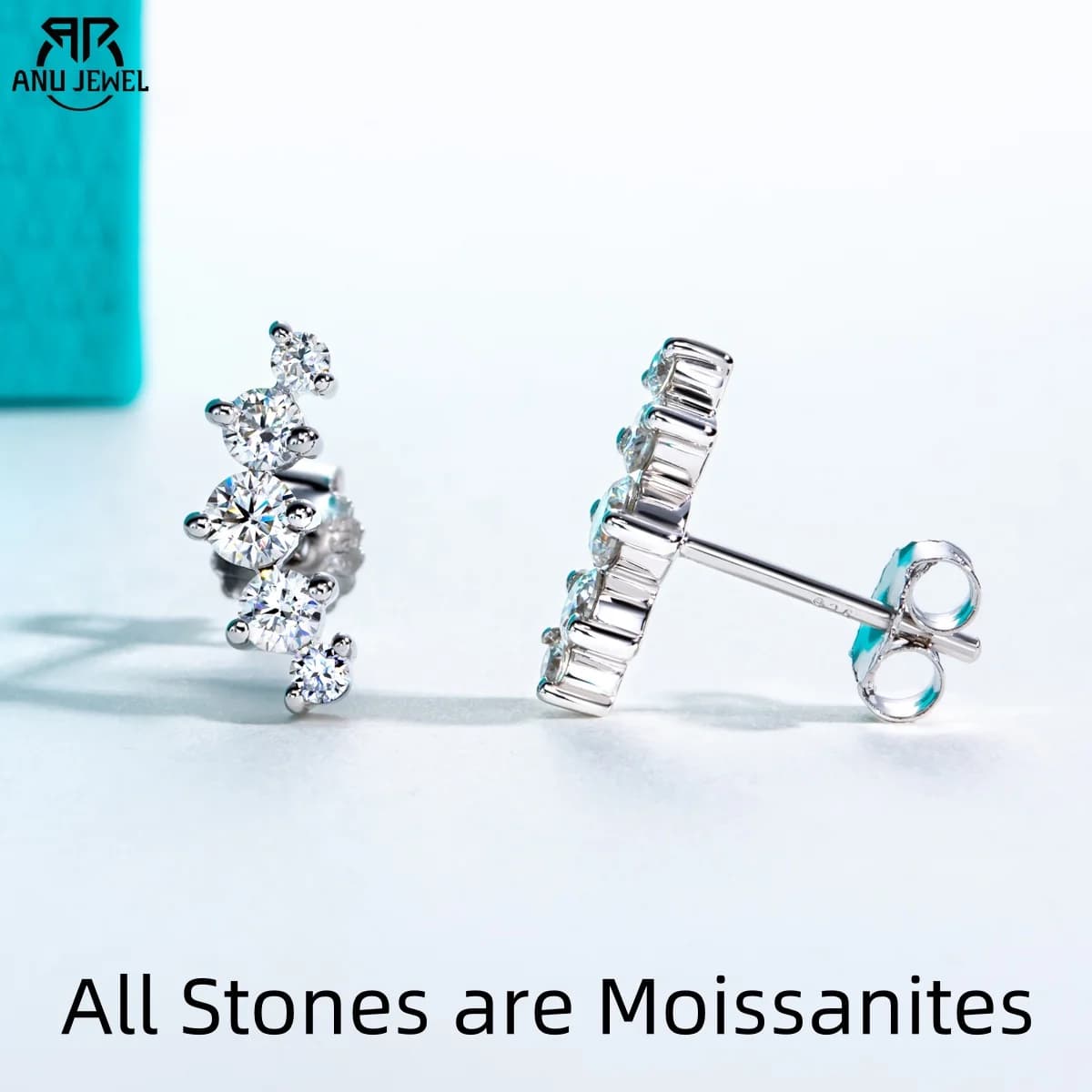 AnuJewel 1.04cttw Moissanite boucles d'oreilles 925 en argent Sterling plaqué or laboratoire créé diamant sourire boucles d'oreilles pour femmes bijoux