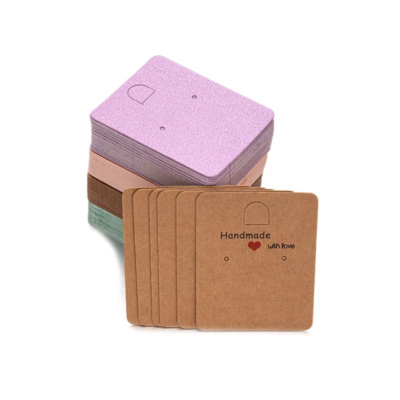 Cartes d'affichage de boucles d'oreilles, support en carton, porte-bijoux, emballage évalué pour les petites entreprises, fournitures d'artisanat, 6.5x5cm, 50 pièces