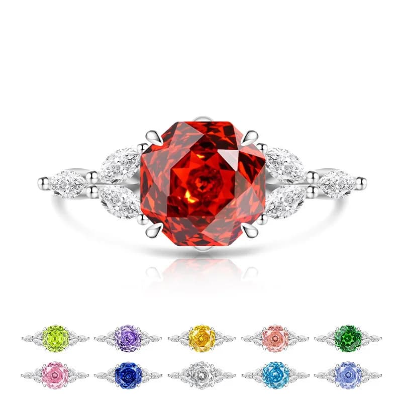 Bague en argent sterling 925 avec diamant à taille rose romantique et motif branche fleurie, bijou pour femme, cadeau