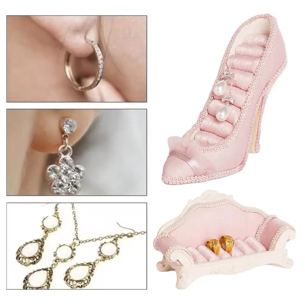 Support de présentation de bijoux, chaussures à talons hauts, figurine décorative de canapé, organisateur de rangement pour boucles d'oreilles et colliers, cadeau pour femmes