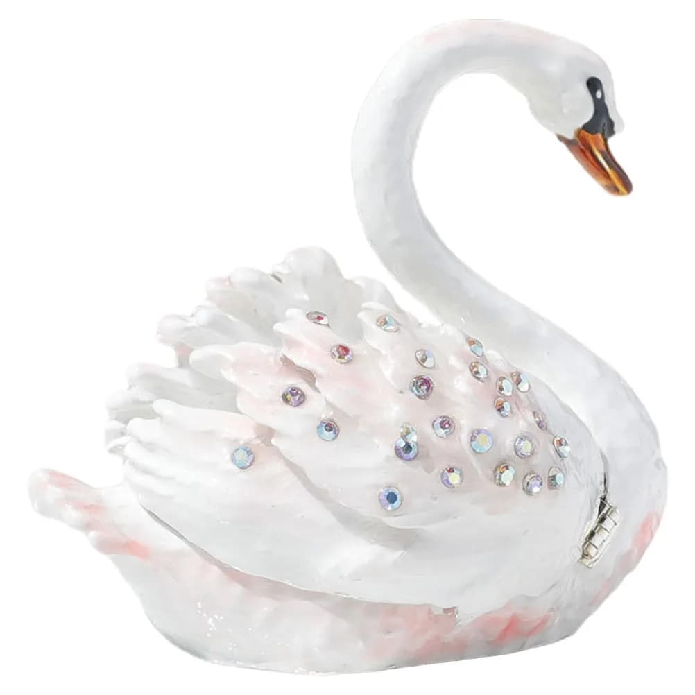 Boîte à bijoux boîtes à bibelots en forme de cygne porte-anneau Vintage décor de bureau étui ganizer pour petit rangement de bibelots en métal